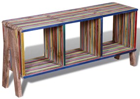 ТВ шкаф с 3 чекмеджета от рециклирано многоцветно тиково дърво