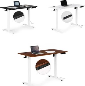 Електрическа работна маса с регулиране на височината и бели крака - 120 x 60 cm