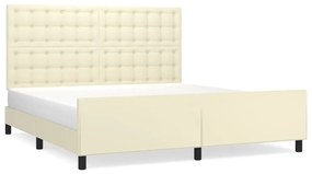 3125581 vidaXL Рамка за легло с табла, кремава, 160x200 см, изкуствена кожа