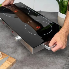 Разопакован: Двоен инфрачервен котлон FIRST FA-5096-7, 2800W, До 300C, Термостат, Стъклокерамика, Черен/инокс