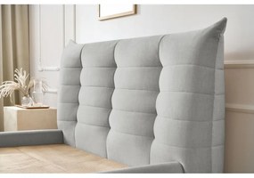 Светлосиво тапицирано двойно легло с място за съхранение с решетка 160x200 cm Clothilde - Bobochic Paris