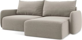 Кафяво-сив кадифен сгъваем/с място за съхранение ъглов диван (десен ъгъл) Kalena – Makamii