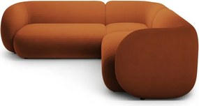 Теракотен кадифен ъглов диван Kate – Micadoni