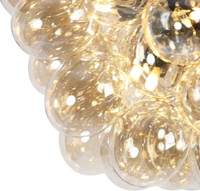 Интелигентен висящ аплик черен с кехлибарен кристал с 8 WiFi G9 - Uvas