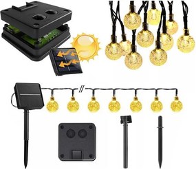 Соларна LED декоративна гирлянда 50xLED/8 режима 500 mAh 9,5 m IP67 топла бяла