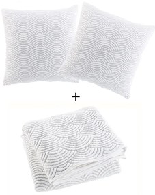 Бяло/бежово комплект шалте и калъфка за възглавница от джърси 220x240 cm Cassandra – douceur d'intérieur