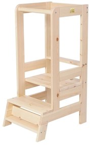 Учебна кула от масивен бор в естествен цвят Montessori – Meowbaby