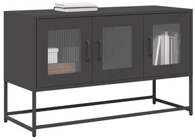 853338 vidaXL ТВ шкаф черен 100,5x39x60,5 cm студено валцувана стомана