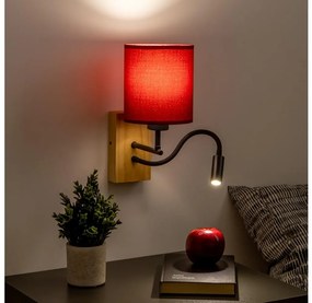 Brilagi-LED Аплик NUBILA WOOD 1xE27/25W/230V+LED/3W дъб/Помпейски червен