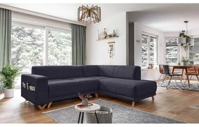 Антрацитен разтегателен/с място за съхранение ъглов диван (десен ъгъл/L форма) Classy Sophie – Miuform