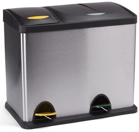 Стоманено кошче за боклук за рециклиране с педал в матово сребрист цвят 18+8 l Tri Selectif – MSV