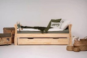 Детско разтегателно легло от масивен бор с място за съхранение с включена подматрачна рамка в естествен цвят 100x200 cm Roma – Adeko