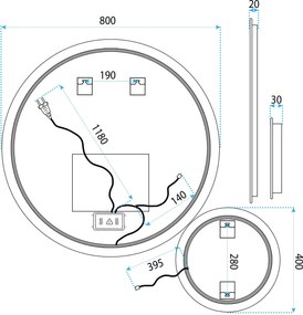Огледало LED R-8040 80cm + 40cm