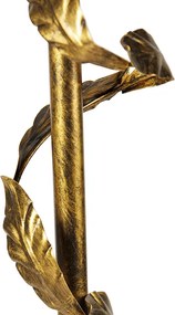 Златна подова лампа с абажур с дизайн на листа и златен интериор 50 см - Linden