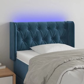 3123606 vidaXL LED горна табла за легло, тъмносиня, 83x16x78/88 см, кадифе