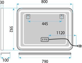 LED стенен огледало с рафт 80x60 см L-8060