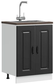 853438 vidaXL Шкаф за мивка, Kalmar, черен, 60x46x81,5 см, инженерно дърво