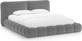 Тъмносиво тапицирано двойно легло с място за съхранение и включена подматрачна рамка 180x200 cm Solange – Micadoni