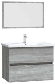 815736 vidaXL Комплект мебели за баня от 2 части сив сонома инженерно дърво