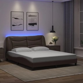 3213943 vidaXL Рамка за легло с LED без матрак Hvar, кафява, 160x200 cм