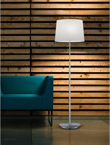 Подова лампа в сребрист цвят с текстилен абажур (височина 180 cm) Lyon – Trio