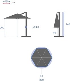 Градински чадър със странична стойка Hesperide Manoa, 3 m - Кехлибар