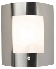 Външна стенна лампа стомана IP44 сензор за здрач - Emmerald