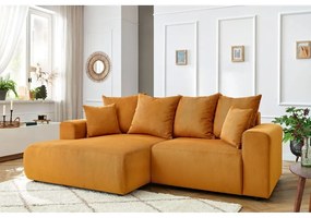 Кадифен ъглов диван в цвят жълта охра Enjoy – Bobochic Paris