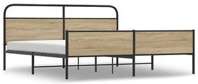 3318678 vidaXL Метална рамка за легло, без матрак, опушен дъб, 150x200 см