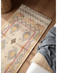 Кремава ръчно изработена ютена пътека 80x200 cm Roya Imani – Elle Decoration