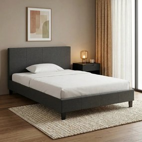 Легло Flat от плат в антрацитен цвят 120x200см.