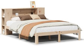 3322519 vidaXL Легло с етажерка за книги, без матрак, 160x200 см, бор масив