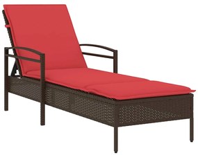 368306 vidaXL Шезлонг с възглавница, кафяв, 63x200x81 см, полиратан (само за САЩ)
