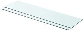 3051574 vidaXL Рафтове, 2 бр, панели прозрачно стъкло, 80x20 см