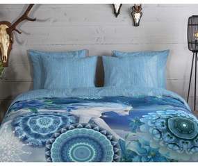 Синьо единично фланелено спално бельо 140x200 cm Lumi – HIP