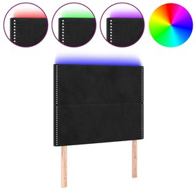 3122316 vidaXL LED горна табла за легло, черна, 80x5x118/128 см, кадифе