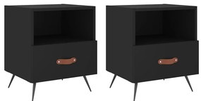 827375 vidaXL Нощни шкафчета, 2 бр, черни, 40x35x47,5 см, инженерно дърво
