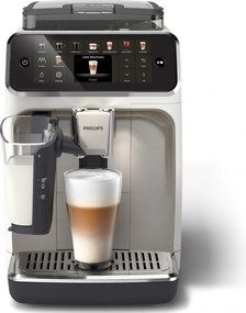 Кафеавтомат Philips LatteGo 5500 EP5543/90, 1500W, 15 bar, 1.8 л, 20 напитки, LatteGo, SilentBrew, QuickStart, Керамична мелачка, Сензорен екран, Бял хром