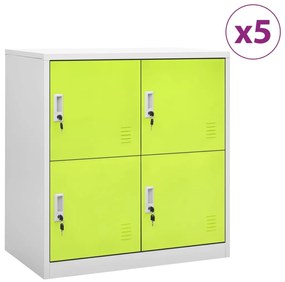 3095230 vidaXL Заключващи шкафове 5 бр светлосиво/зелено 90x45x92,5 см стомана