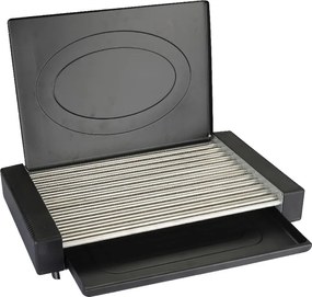 Електрическа скара с капак Oliver Voltz OV51015QC, 1800W, 35x22 см, 12 ребра, Tавичка за мазнина, Черен