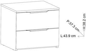 Нощно шкафче Yurei 2 чекмеджета - Бяло