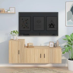 3188481 vidaXL Комплект ТВ шкафове от 2 части, сонома дъб, инженерно дърво