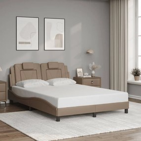 3208100 vidaXL Рамка за легло с табла, капучино, 140x200 см, изкуствена кожа