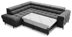 Тъмносив кадифен разтегателен ъглов диван с място за съхранение (ляв ъгъл L форма) Ferucce – ELTAP