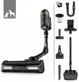 Вертикална прахосмукачка Rowenta X-Force Flex 15.60 RH99F1, 520W, 230AW, 0.9 л, 32.4V, Автономия 80 мин, Автоматична мощност, LED четка, Дисплей, Flex, Черен/бронз