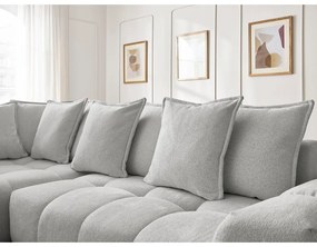 Светлосив шенилов сгъваем/с място за съхранение ъглов диван (ляв ъгъл/L форма) Everest – Bobochic Paris