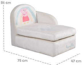 Бял кадифен детски диван 75 cm Peppa Pig – Roba