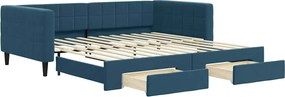 3196745 vidaXL Канапе с изтеглящо легло и чекмеджета синьо 100x200 см кадифе