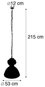 Интелигентен индустриален висящ аплик черен 53 см с A60 Wifi - Sicko