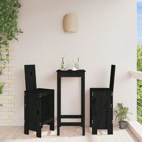 Sonata H Бар табуретки 2 бр черни 40x42x120 см борово дърво масив